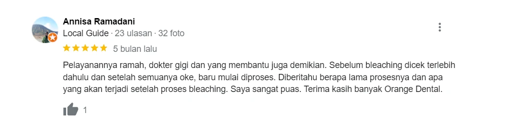 Testimoni pasien bleaching gigi Orange Dental