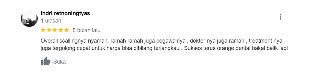 Testimoni pasien scaling gigi Orange Dental