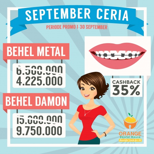 September Ceria! Cashback hingga 35% untuk Behel dan Whitening + Voucher Hotel Gratis